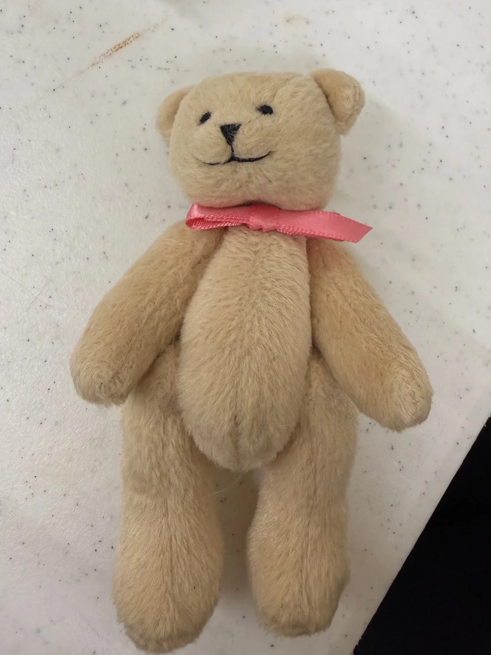 American Girl Plush Bitty Bear with Pink Ribbon, code #9851 retired, jointed.